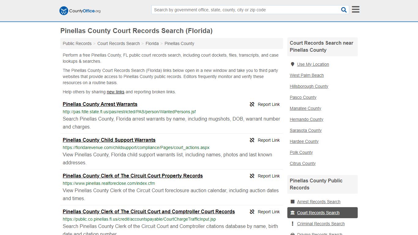 Court Records Search - Pinellas County, FL (Adoptions, Criminal, Child ...